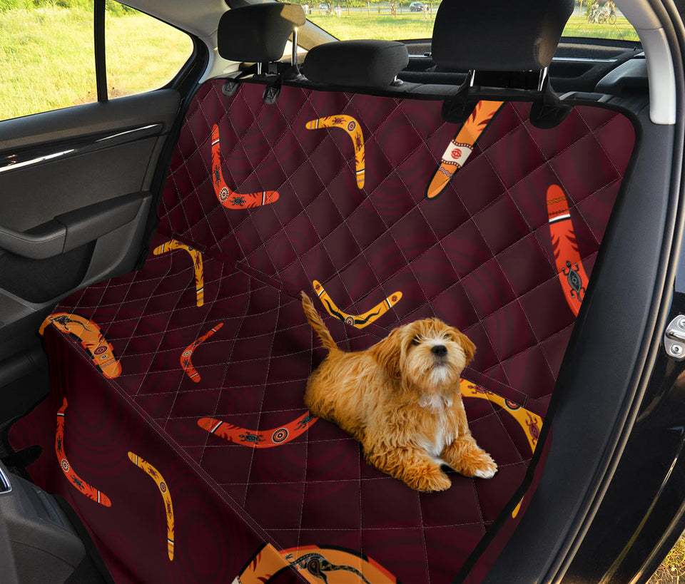 Boomerang Australian Aboriginal Ornament Circle Black Background Dog Car Seat Covers