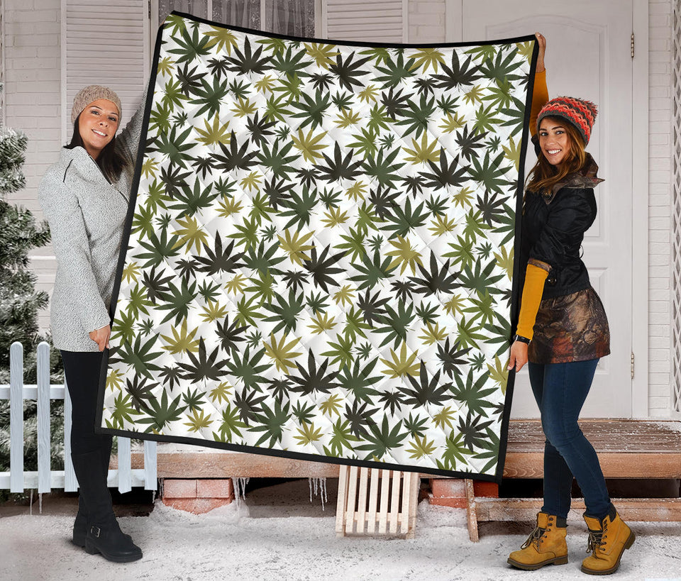 Canabis Marijuana Weed Pattern Print Design 05 Premium Quilt