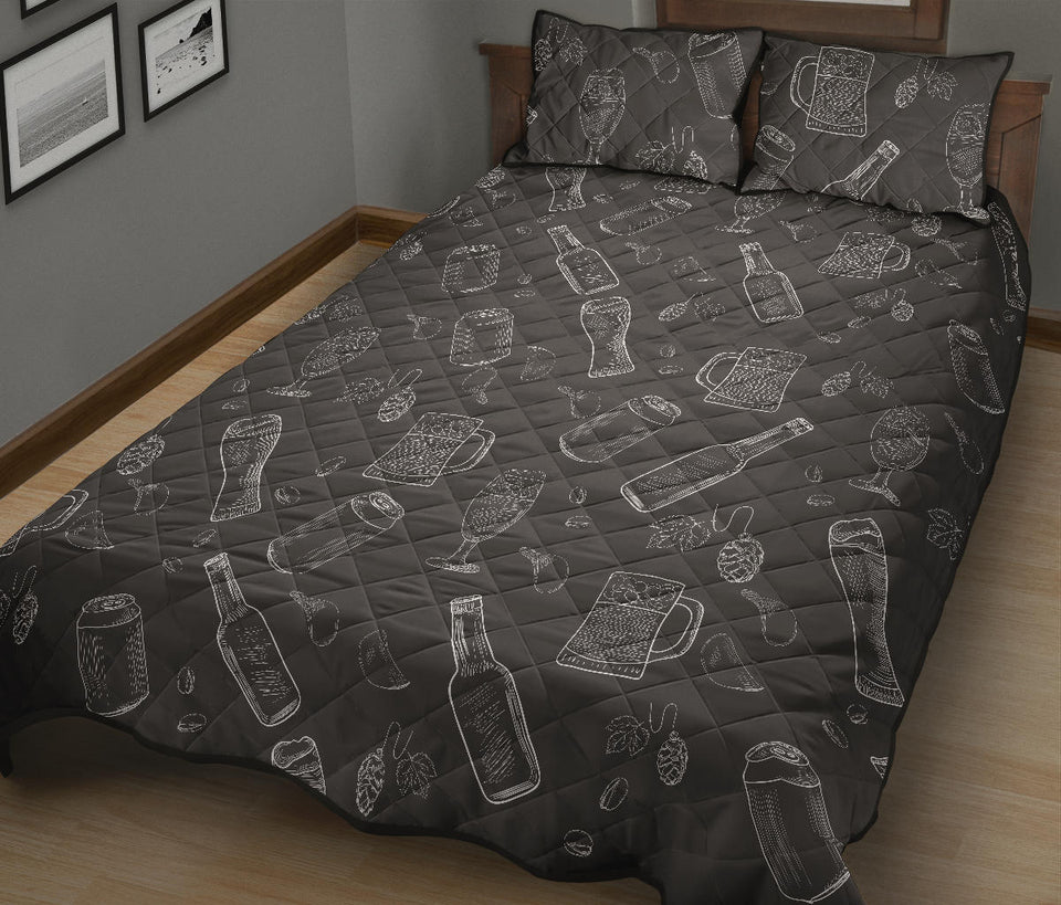 Beer hand drawn pattern Quilt Bed Set