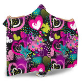 Heart Dot Wave Star Creative Design Pattern Hooded Blanket