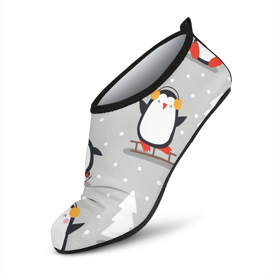 Cute Penguin Christmas Pattern Aqua Shoes