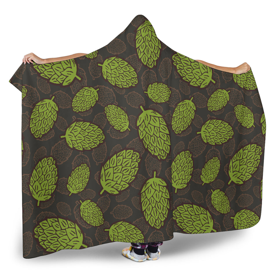 Hop Pattern Black Background Hooded Blanket