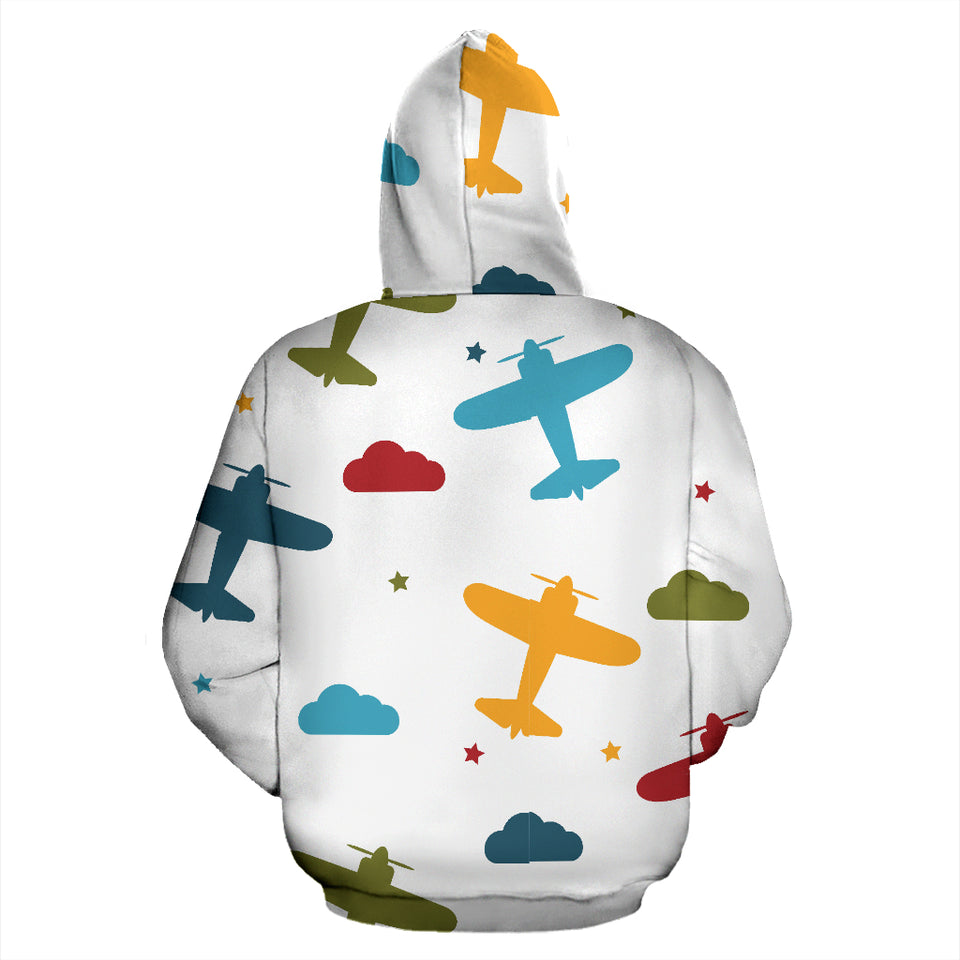 Airplane Star Cloud Colorful Zip Up Hoodie