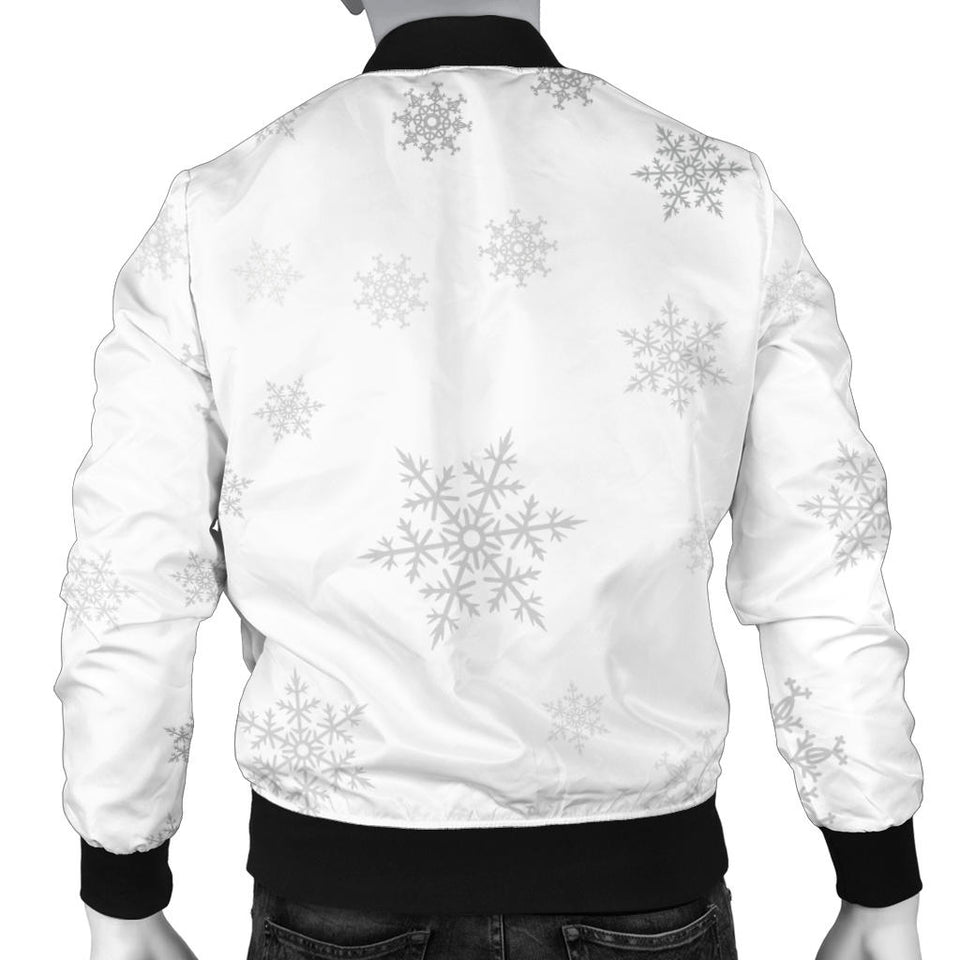 Snowflake Pattern White Background Men'S Bomber Jacket