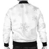 Snowflake Pattern White Background Men'S Bomber Jacket