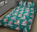 Cute sailboat pattern Quilt Bed Set