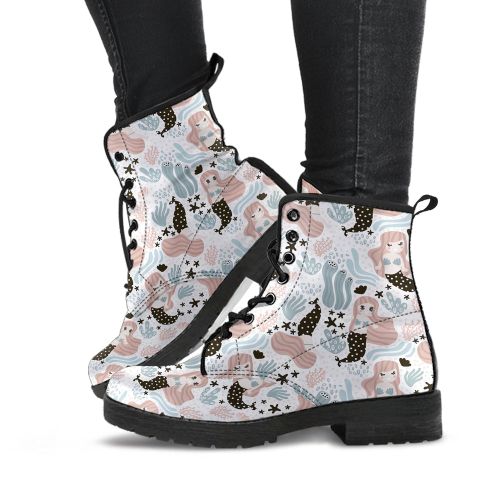 Cute Mermaid Pattern Leather Boots