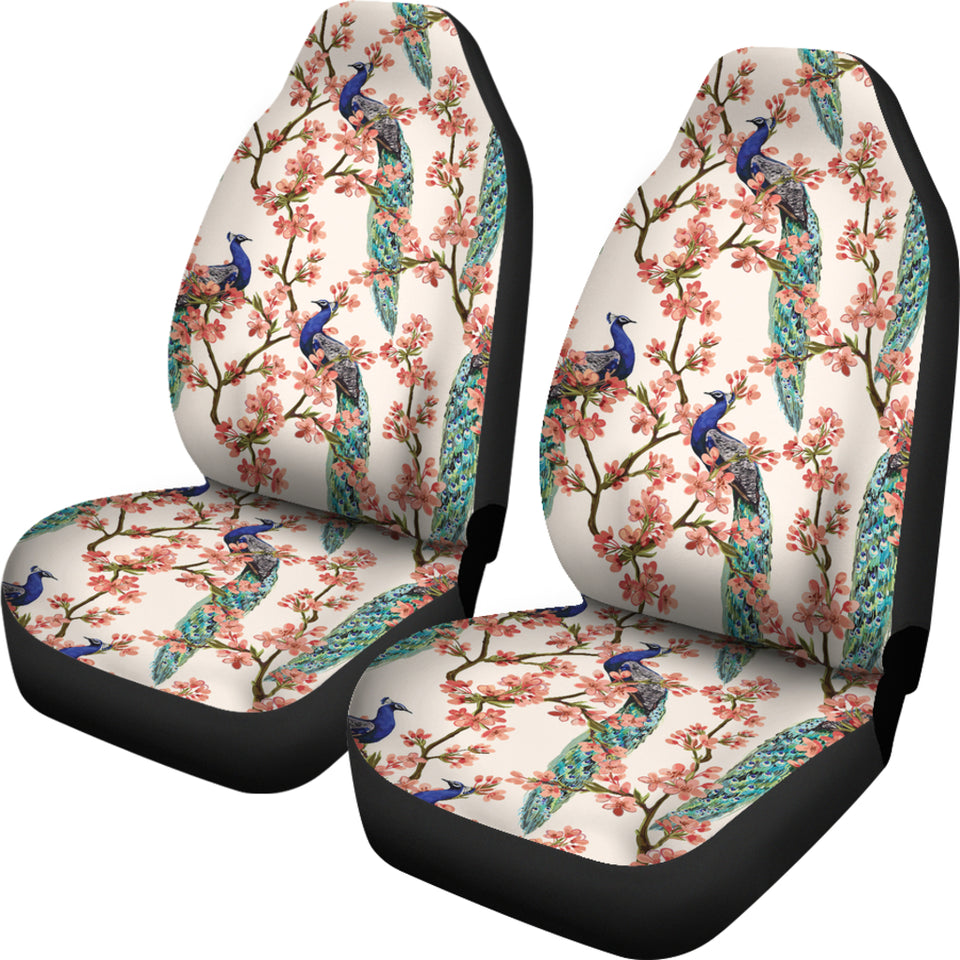 Peacock Tropical Flower Pattern  Universal Fit Car Seat Covers