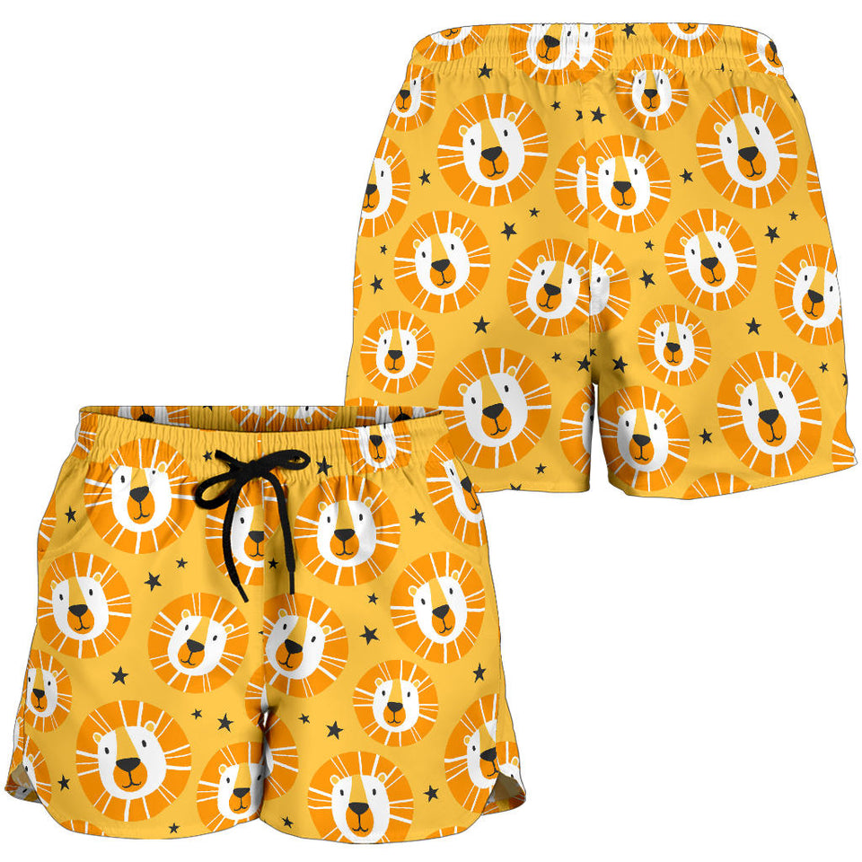 Lion Pattern Print Design 03 Women Shorts