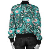 Elephants Jungle Pattern Women'S Bomber Jacket