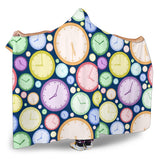 Colorful Clock Background Hooded Blanket