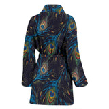 Beautiful Peacock Feather Pattern Women'S Bathrobe