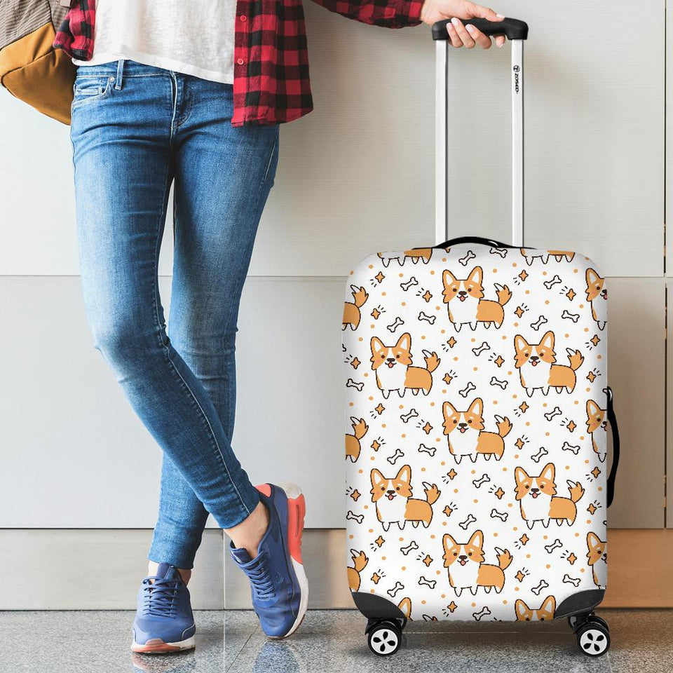 Cute Corgi Heart Star Bone Pattern Cabin Suitcases Luggages