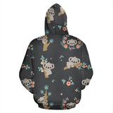 Cute Koala Pattern Zip Up Hoodie