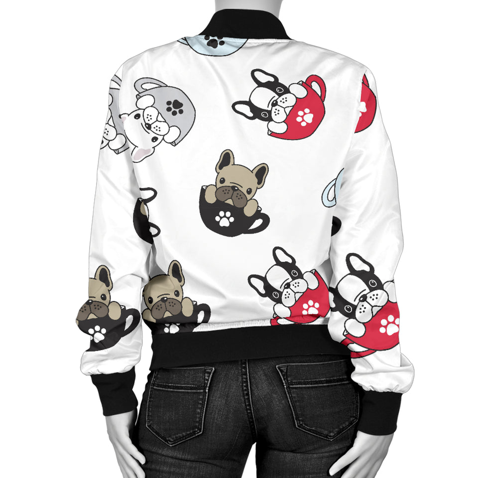 French Bulldog Cup Paw Pattern Women'S Bomber Jacket