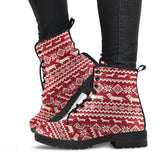 Dachshund Nordic Pattern Leather Boots