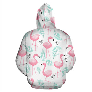 Cute Flamingo Pattern Zip Up Hoodie