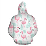 Cute Flamingo Pattern Zip Up Hoodie