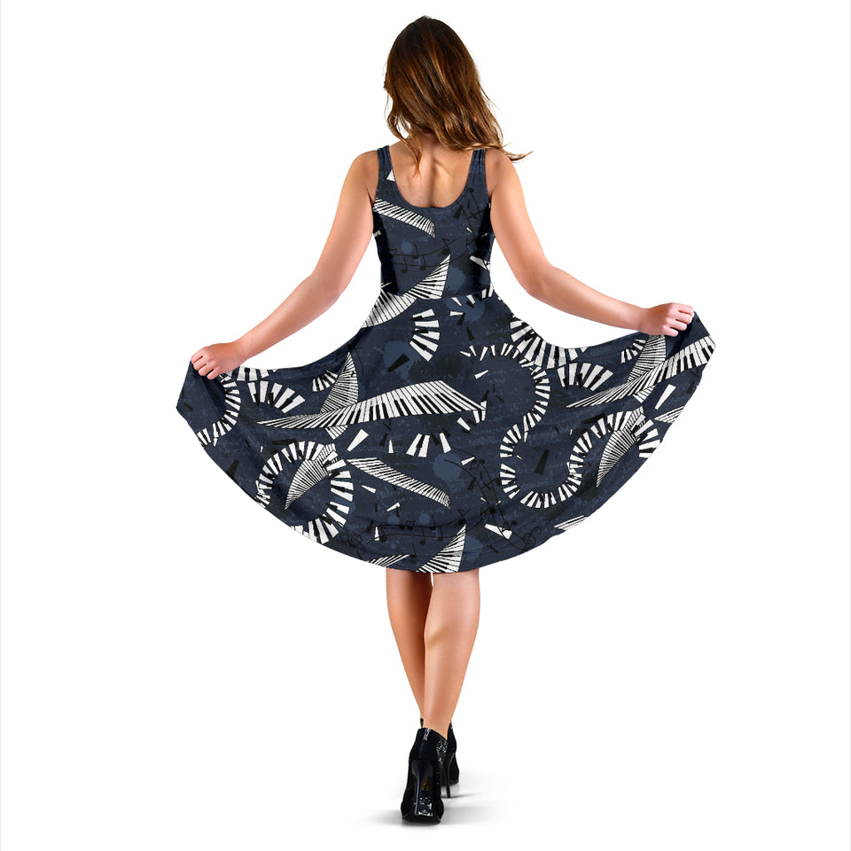 Piano Pattern Print Design 02 Sleeveless Midi Dress