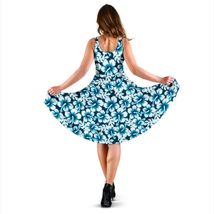 Hibiscus Pattern Print Design 04 Sleeveless Midi Dress