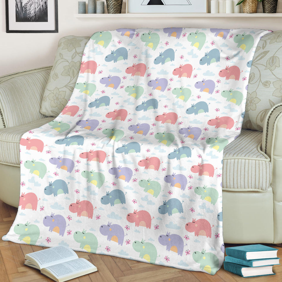 Hippopotamus Pattern Print Design 03 Premium Blanket