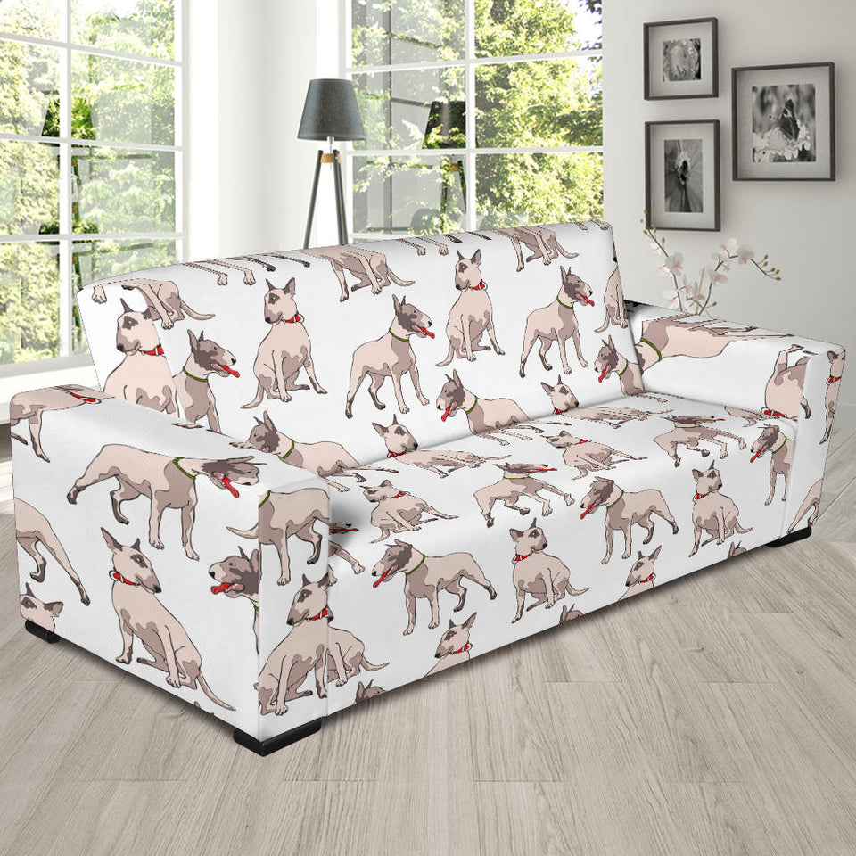 Bull Terrier Pattern Print Design 04 Sofa Slipcover