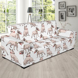 Bull Terrier Pattern Print Design 04 Sofa Slipcover