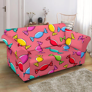 Colorful Wrapped Candy Pattern Loveseat Couch Slipcover