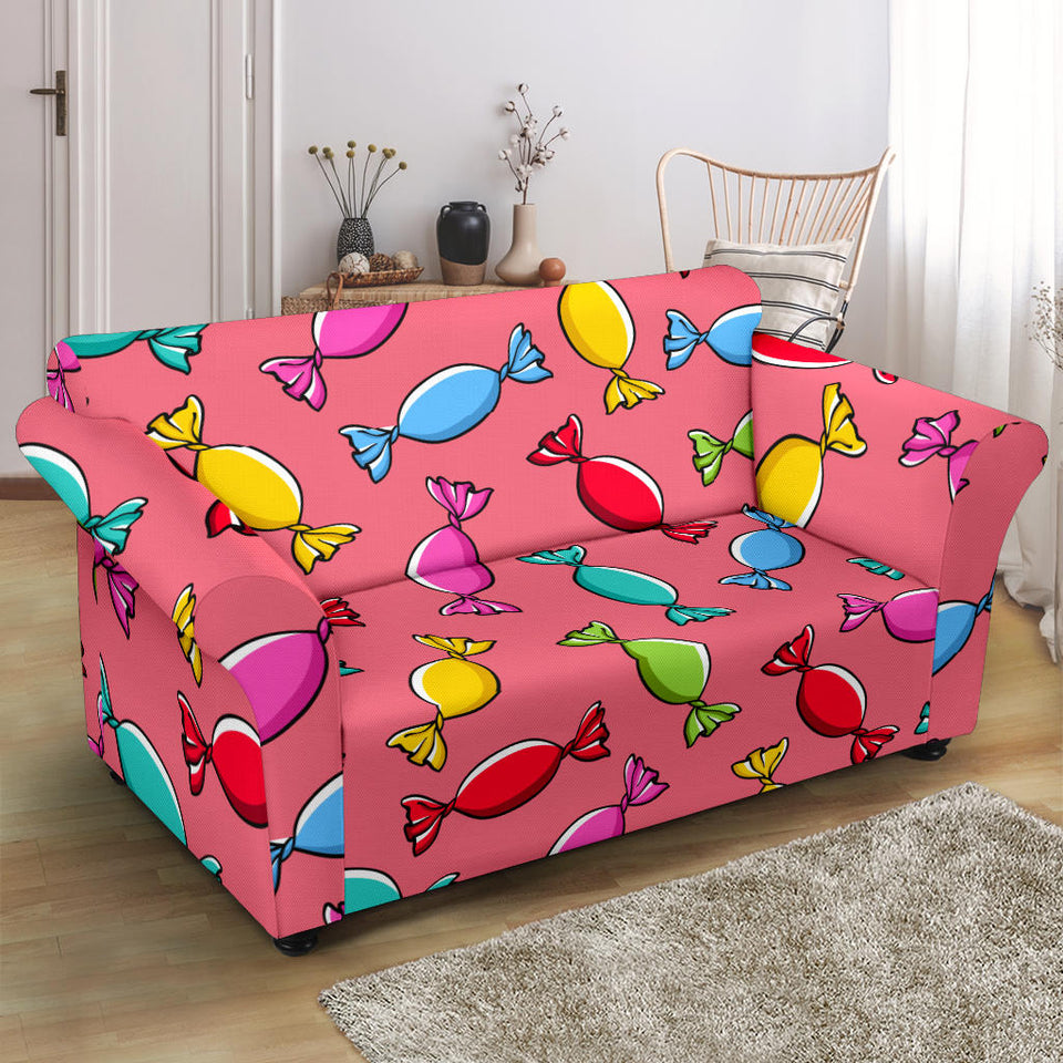 Colorful Wrapped Candy Pattern Loveseat Couch Slipcover