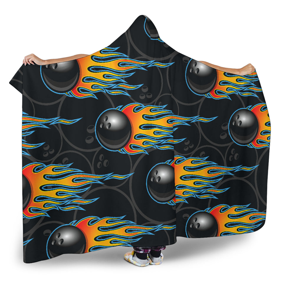 Bowling Balls Flame Pattern Hooded Blanket