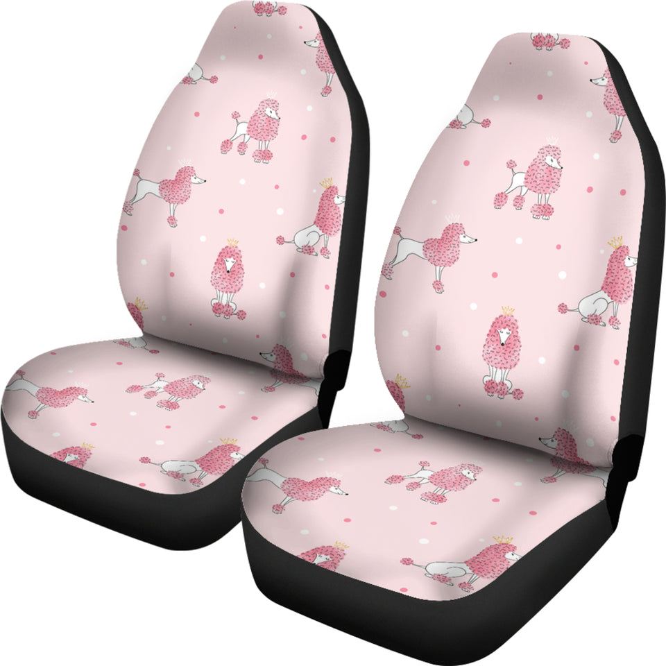 Poodle Dog Pink Color Theme  Universal Fit Car Seat Covers