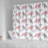 Watercolor Sea Turtle Jellyfish Pattern Shower Curtain Fulfilled In US