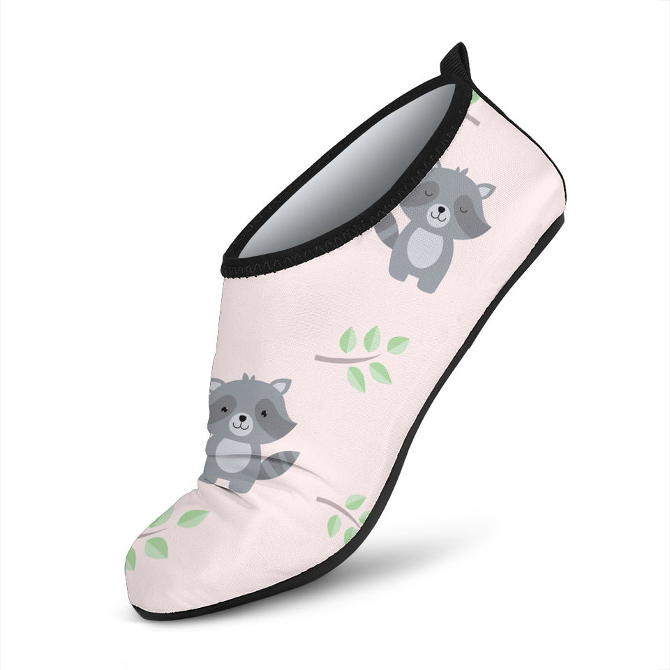 Cute Raccoons Leaves Pattern Aqua Shoes