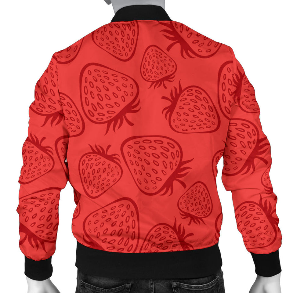Strawberry Pattern Red Background Men'S Bomber Jacket