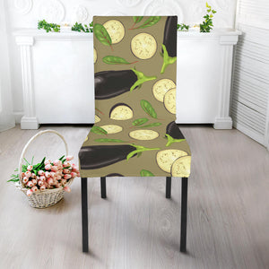 Eggplant Pattern Print Design 02 Dining Chair Slipcover