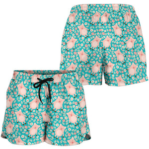 Pig Pattern Print Design 01 Women Shorts