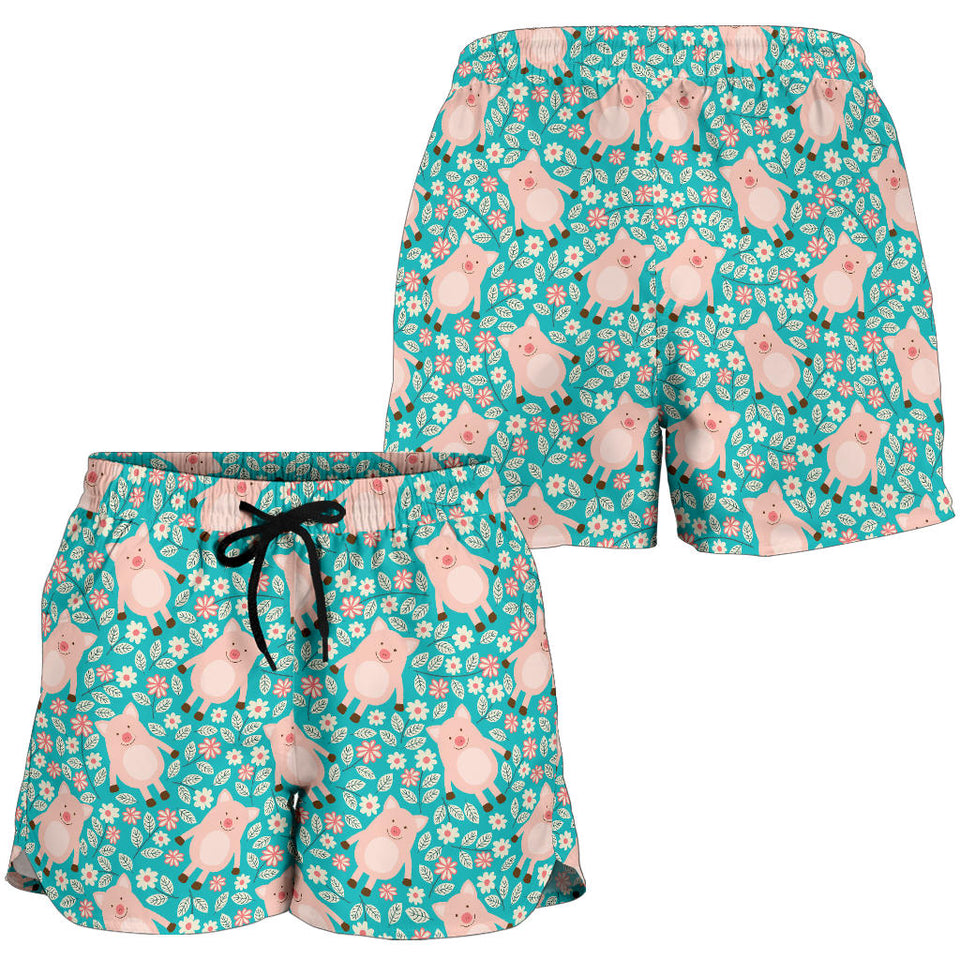 Pig Pattern Print Design 01 Women Shorts