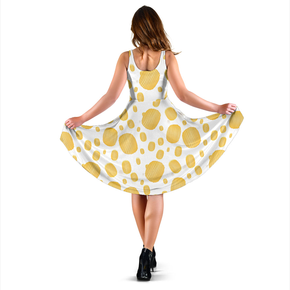 Potato Chips Pattern Print Design 03 Sleeveless Midi Dress