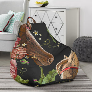 Horse Head Wild Roses Pattern Bean Bag Cover