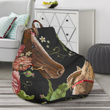 Horse Head Wild Roses Pattern Bean Bag Cover