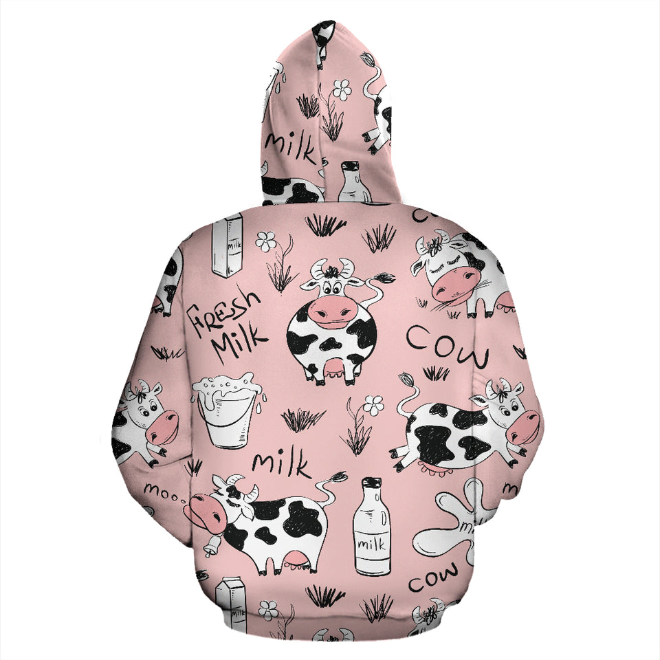 Cows Milk Product Pink Background Zip Up Hoodie