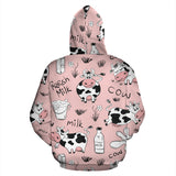 Cows Milk Product Pink Background Zip Up Hoodie