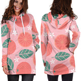 Grapefruit Leaves Flower Pink Background Women'S Hoodie Dress
