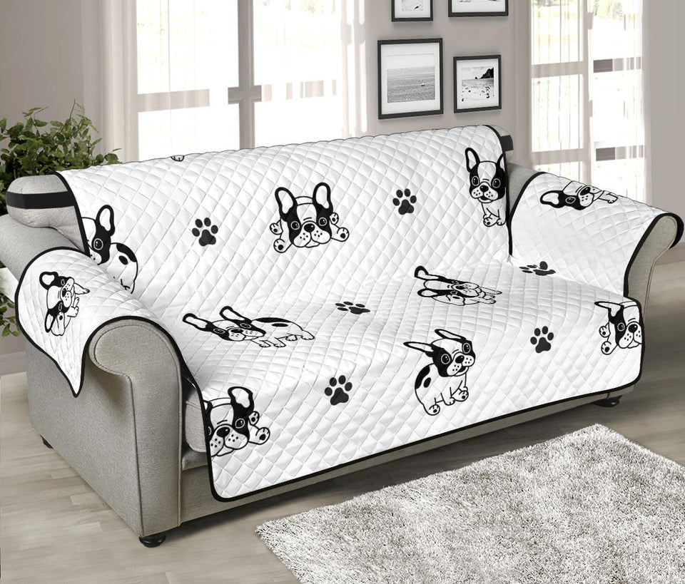 Cute french bulldog paw pattern Sofa Cover Protector