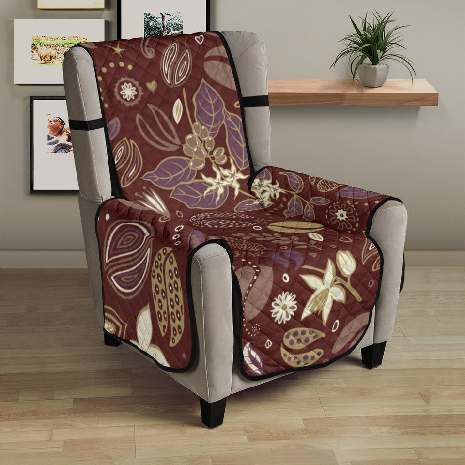 Coffee bean flower pattern Chair Cover Protector
