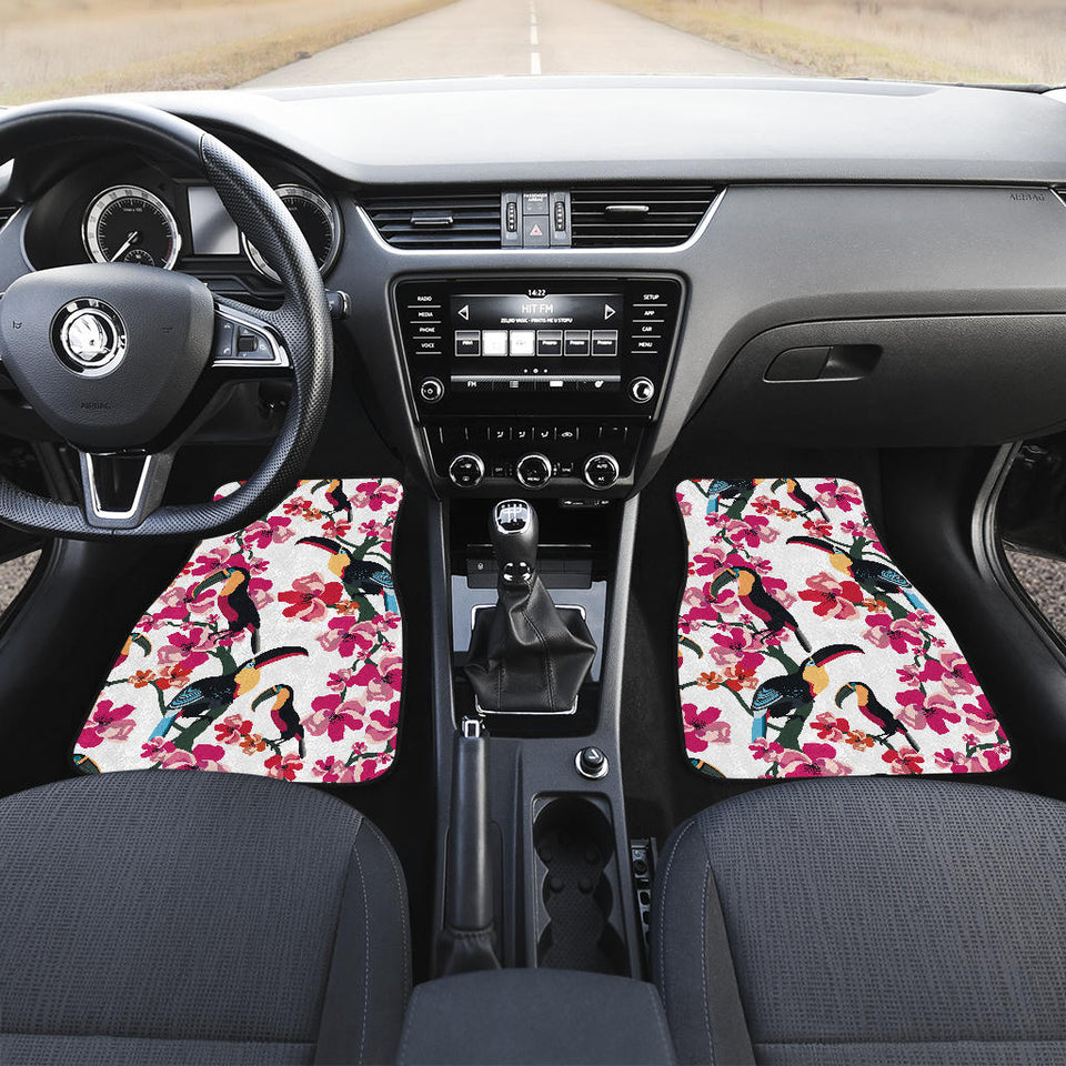 Toucan Flower Design Pattern Front And Back Car Mats