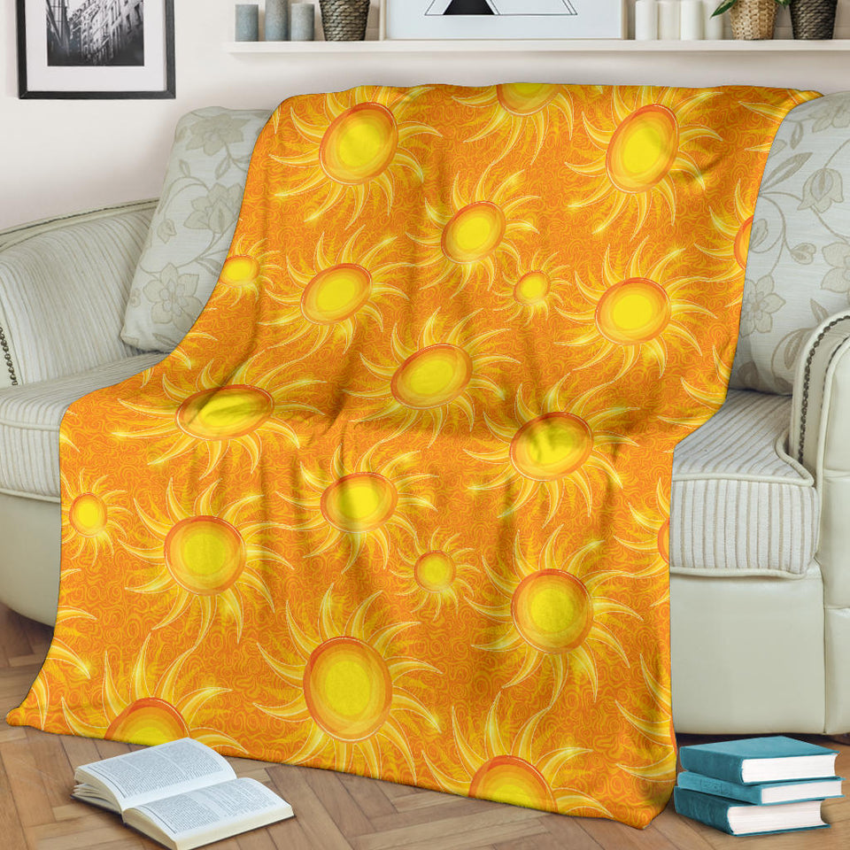 Sun Orange Background Premium Blanket