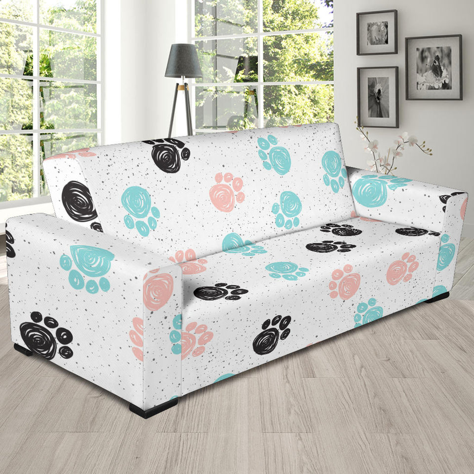 Dog Paws Pattern Print Design 04 Sofa Slipcover