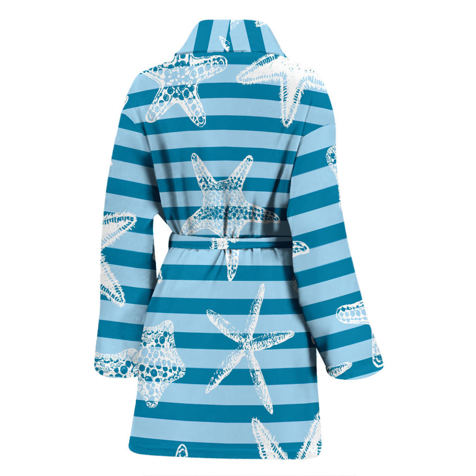 Starfish Blue Blackground Women'S Bathrobe