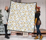 Golden Retriever Pattern Print Design 04 Premium Quilt